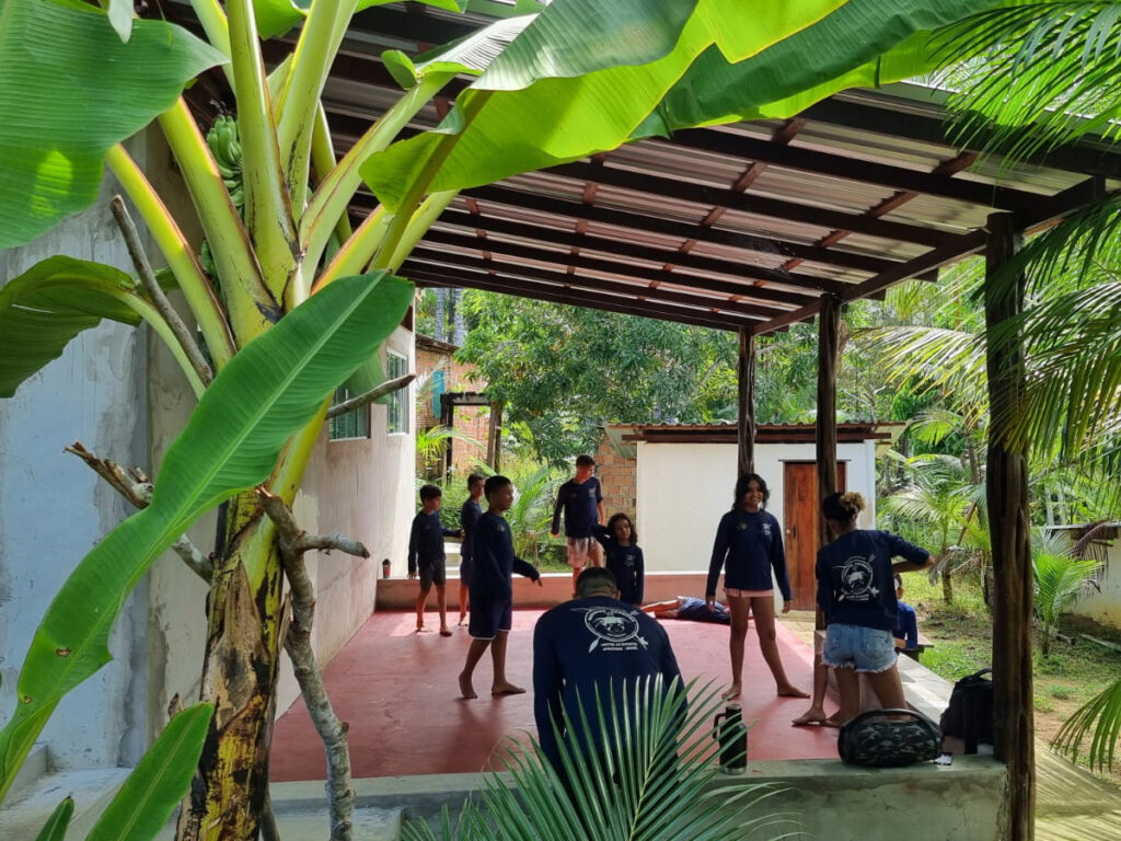 Capoeira on the private schooling area of the Association.